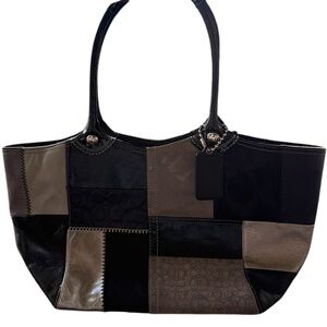 Coach Patchwork Tote - Black and Tan